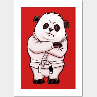 angry white belt panda Posters and Art